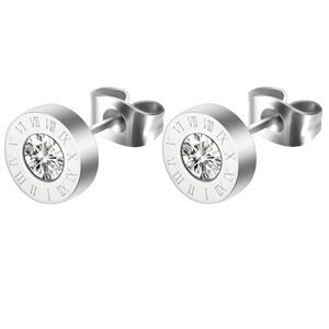 Roman Numeral Silver Stud Earrings STAINLESS STEEL